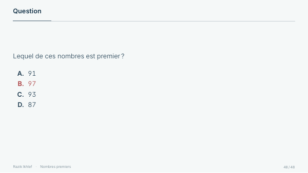 Bonne réponse révélée